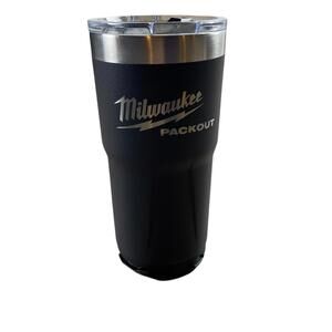 Milwaukee Packout Tumbler 20oz Black Locking Grooves Excellent Condition